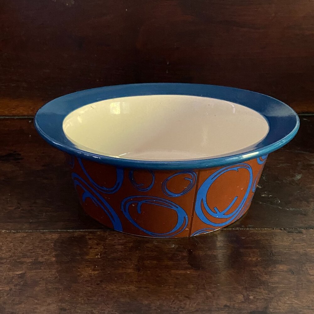 Vintage Ceramic Bowl Blue & Brown swirls Anchor Home Collection Serving dish